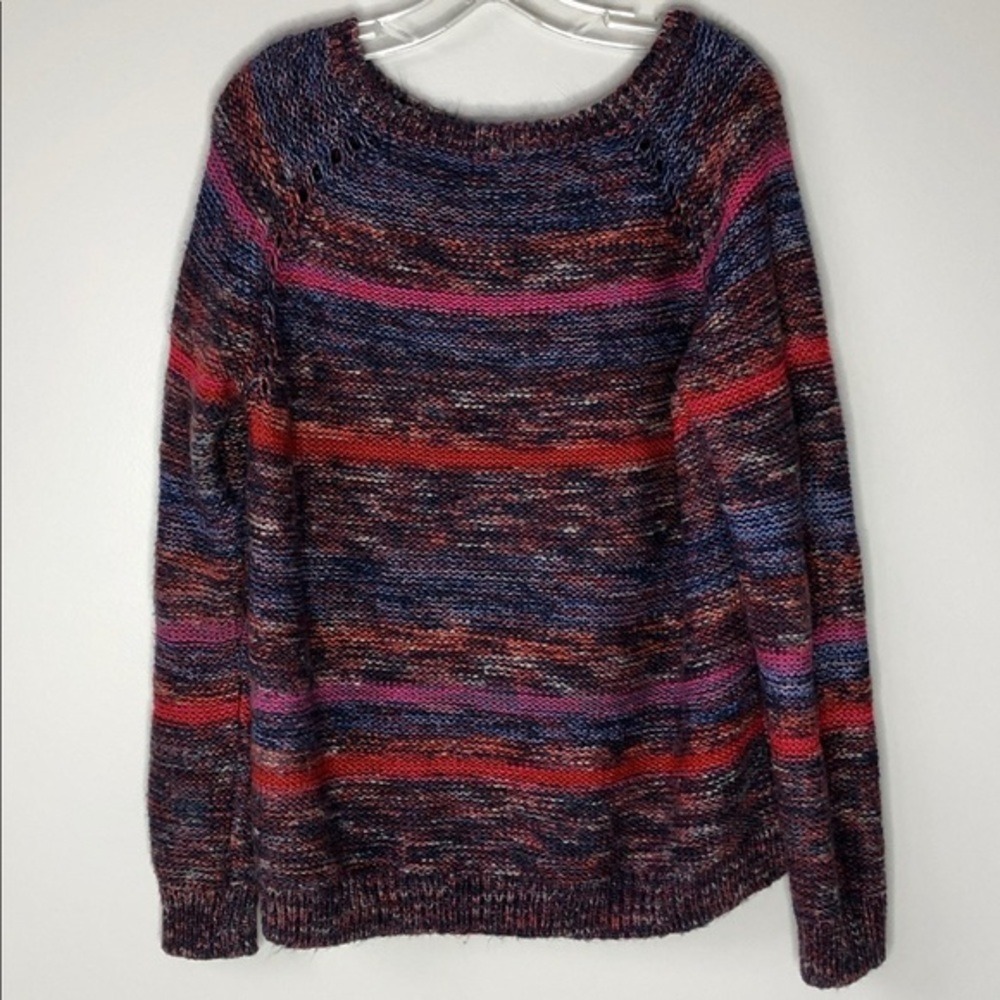 Mossimo Supply Co Womens Space Dye Knit Sweater Multicolor Striped Pullover